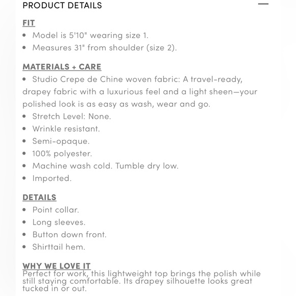 Torrid Madison Crepe De Chine Button-Front Long Sleeve Shirt - Picture 7 of 9